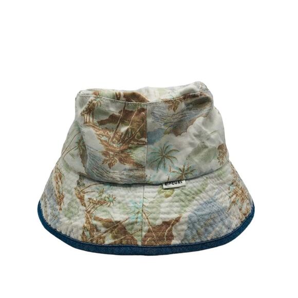 VTG Rip Curl Unisex Bucket Hat Palm Tree Beach Summer Hawaiian Sz Small Soft - Picture 2 of 8